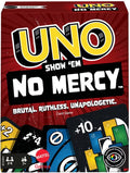 Mattel Games UNO Show 'Em No Mercy card game for kids, adults and family parties and travels with extra cards, special rules and tough penalties.